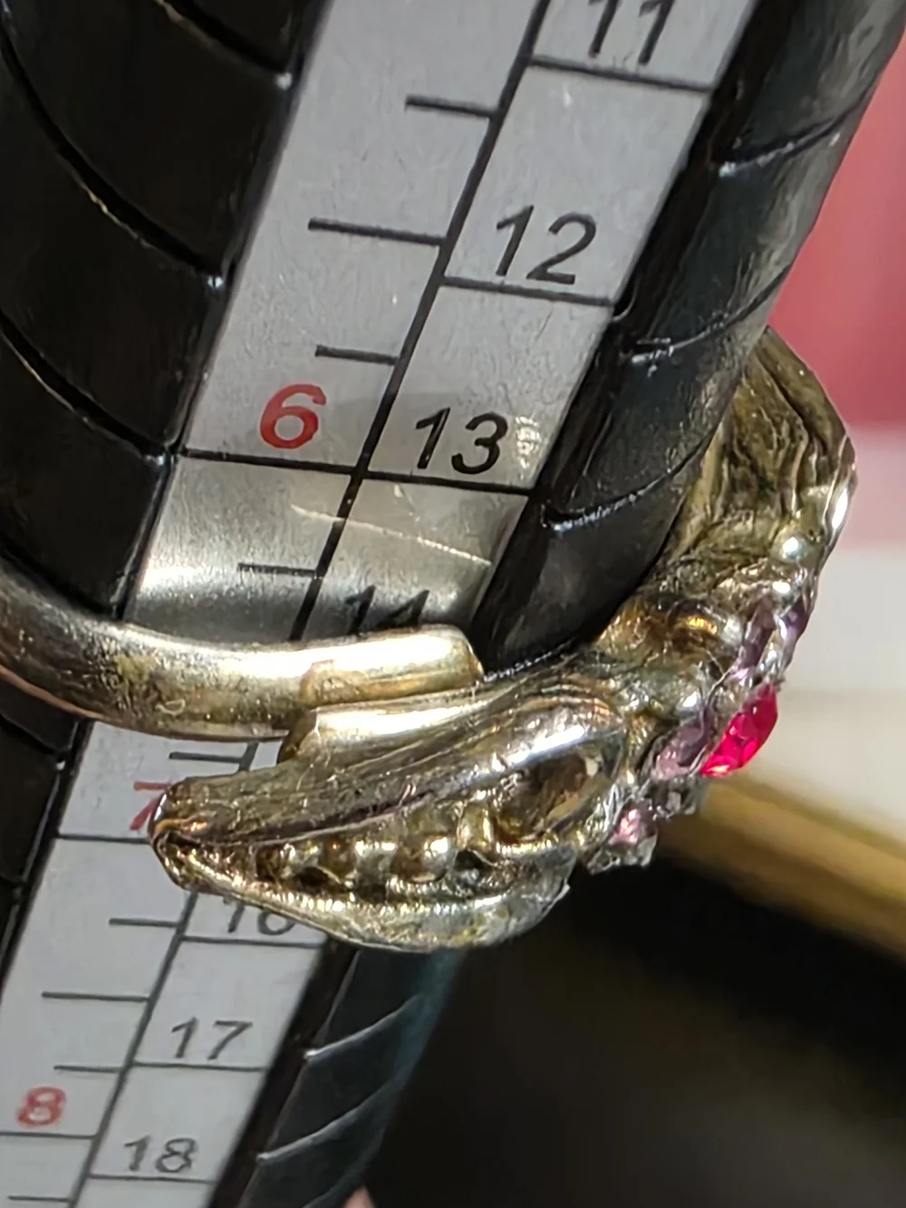 Vintage Made With Genuine Swarovski Crystal Floral Ring Pink Red Size 6.5